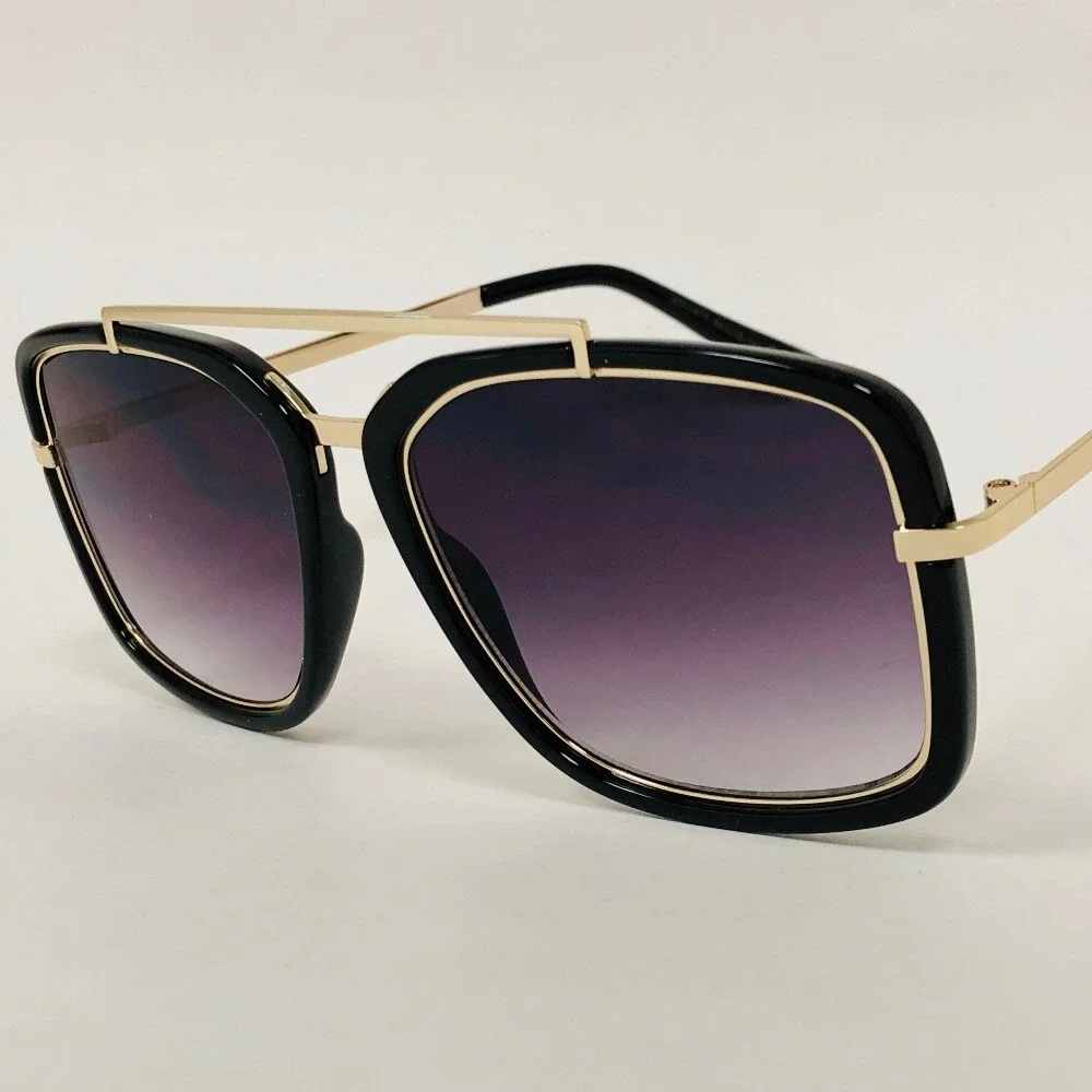 Designer‎ Oversized Square Pilot Sunglasses Metal Bar Retro Men Lentes Gafas New